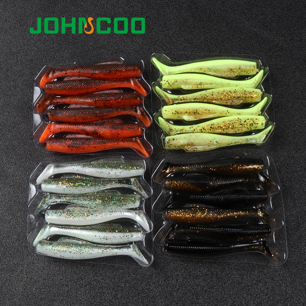 JOHNCOO 6 uds/12 Uds cebo suave TPR 80mm 4,8g cola de paleta suave Swimbait Señuelos de Pesca cebo de silicona Artificial Wobblers señuelos blandos - imagen 3