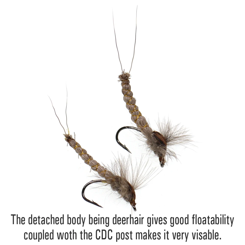 ICERIO-señuelo de pesca de trucha, 6 unidades, CDC, Mayfly, Deerhair, cuerpo seco, #12 - imagen 4