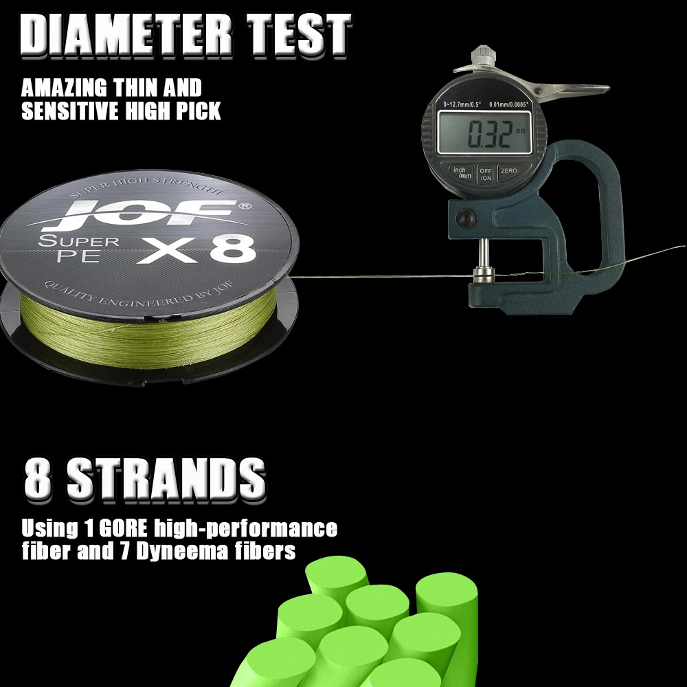 Línea de pesca trenzada JOF PE X8, 150m, 300m, 20-100LB, súper tensión, resistencia al desgaste, línea de pesca multifilamento suave - imagen 4