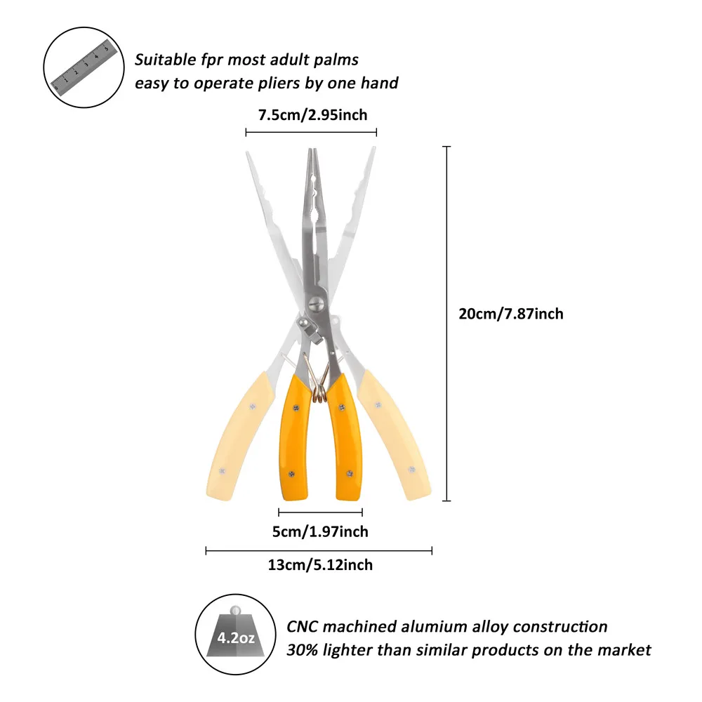 Alicates de pesca de acero inoxidable multifunción, tubo de aluminio, Extractor de anzuelos portátil, kit de aparejos - imagen 3