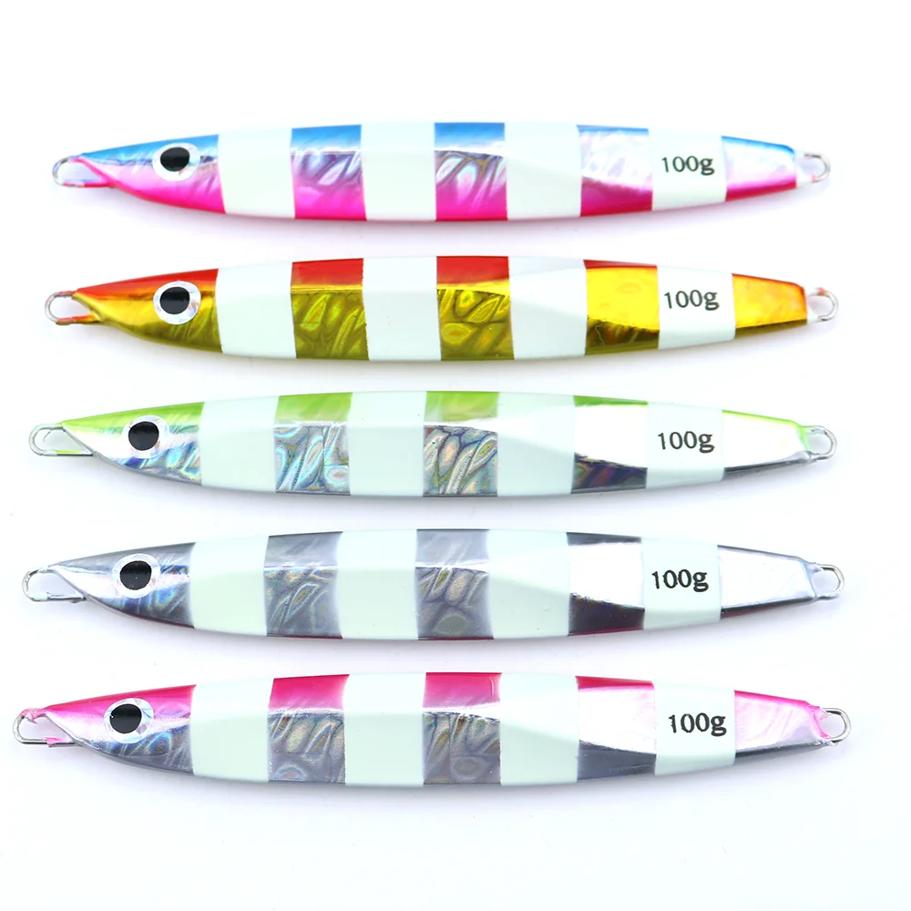 CASTFUN 80g 100g 120g 150g 180g plantillas de Metal señuelo de Jigging cebos artificiales señuelo de plantilla aparejos de pesca de agua salada