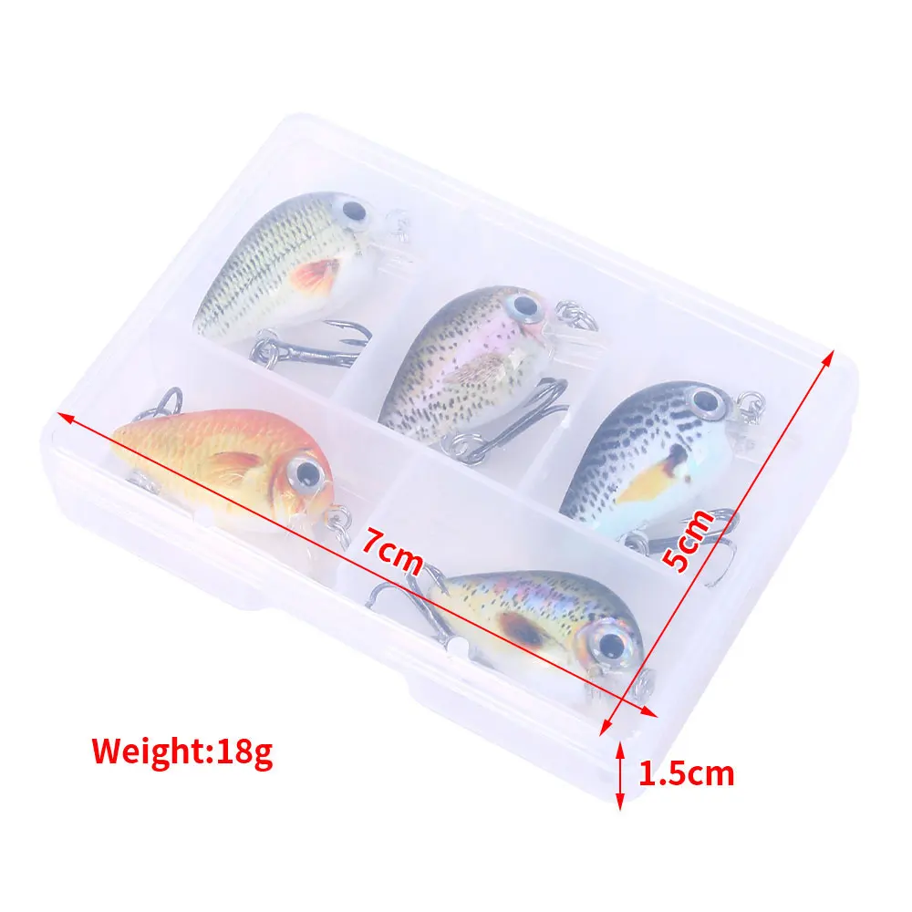 HENGJIA 5 uds 1,5g-2g 3cm Mini Crankbait Kit Wobblers artificiales cebo duro lubina trucha señuelo de pesca aparejos pesca peche truite - imagen 3