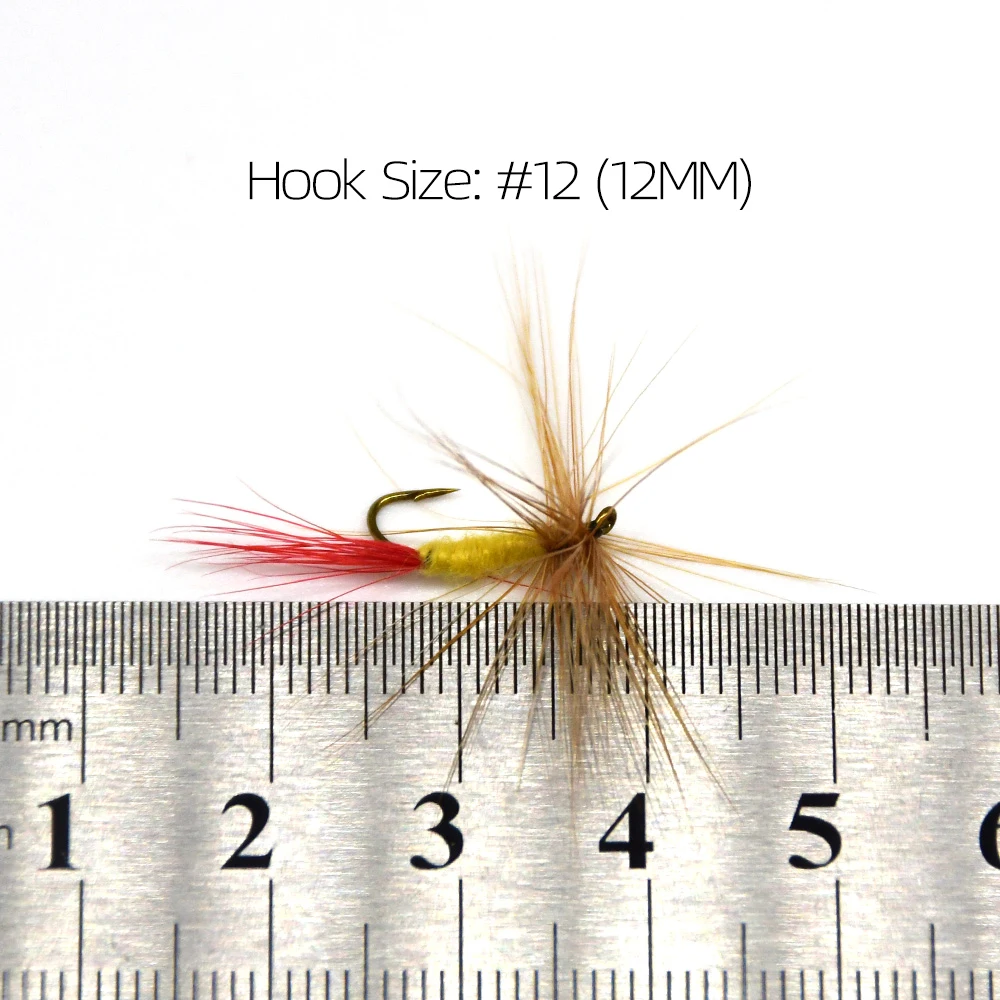 MNFT 10PCS 12 #   Barba marrón cola roja mosca seca ninfa agua dulce anzuelos para moscas secas cebos de pesca artificiales - imagen 2