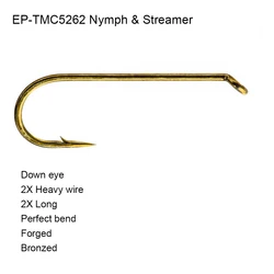 100 Uds Eupheng EP-TMC5262 ninfa Streamer anzuelos de pesca con mosca Color bronce forjado calidad DIY moscas accesorios gancho para moscas nuevo