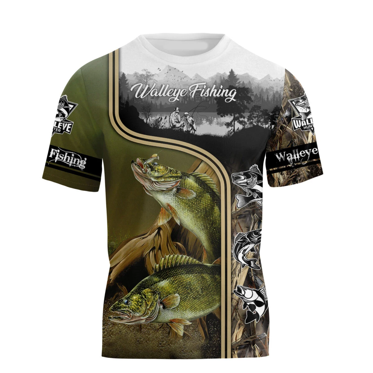 Camiseta pesca Walleye 3D impresa manga corta para hombre - imagen 2