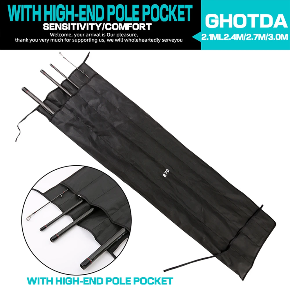 GHOTDA-caña de pescar de carbono ultraligera, 2,1 m, 2,4 m, 2,7 m, 3,0 m, 4 secciones M, caña de pescar de fundición giratoria de agua salada - imagen 3