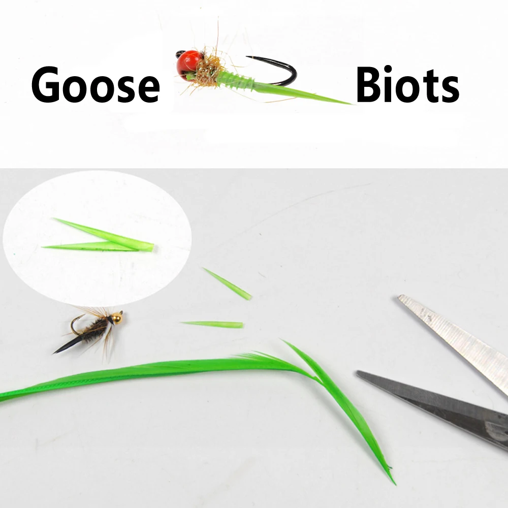 Bimoo-Material de atado de moscas de plumas de ganso a rayas, 12 colores, para moscas de Lava Nymph, funda de ala de cola dividida, 12 unidades - imagen 3