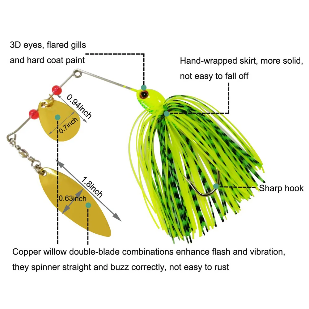 Señuelos de Pesca giratorios de Metal duro, cabeza de plantilla, señuelo de goma para lubina, Lucio, trucha, agua dulce y salada, 12 unidades - imagen 2