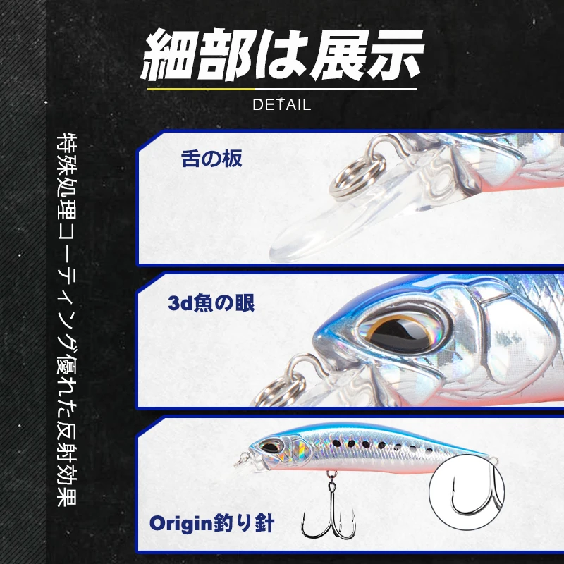 D1-Señuelos de Pesca Minnow, cebo duro de 77mm/8,4g, 65mm/5g, wobbler Artificial para perca, lubina, aparejos de pesca - imagen 4