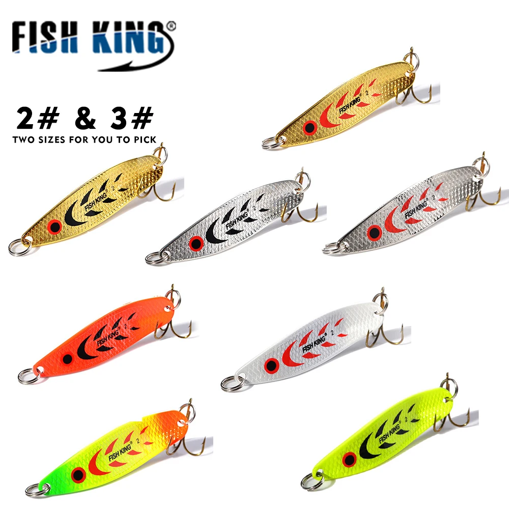 FISH KING-señuelo de pesca duro con cuchara de Metal, Wobblers artificiales para curricán, trucha, cuchara, cebo, Lucio, con anzuelo triple, 20-30g - imagen 5