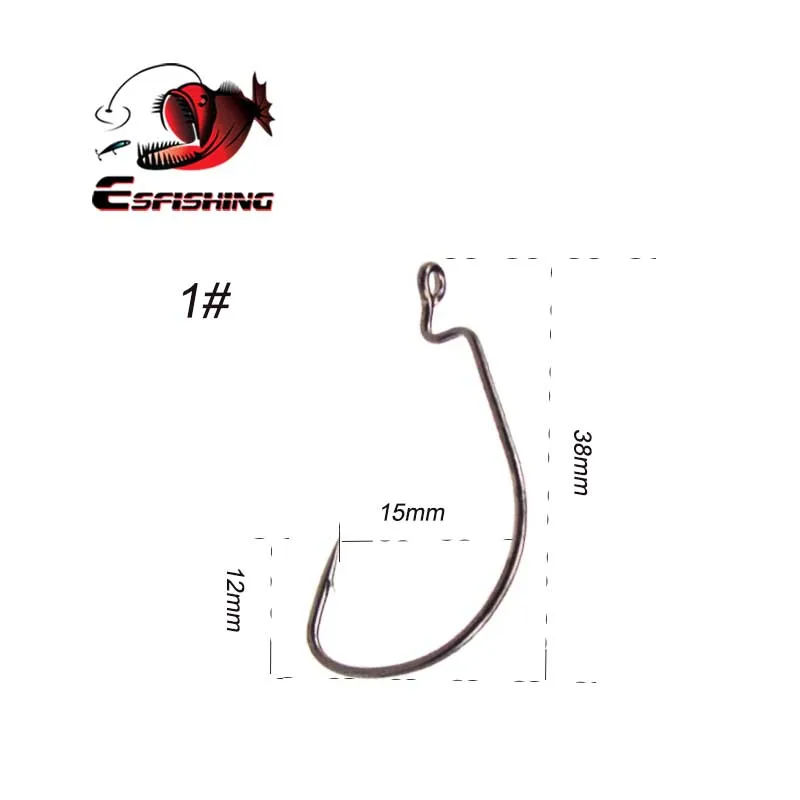 ESFISHING-anzuelo compensado de acero al carbono, anzuelos de pesca con manivela, anzuelo de lubina grande, anzuelo de púas para señuelo de pesca suave - imagen 2