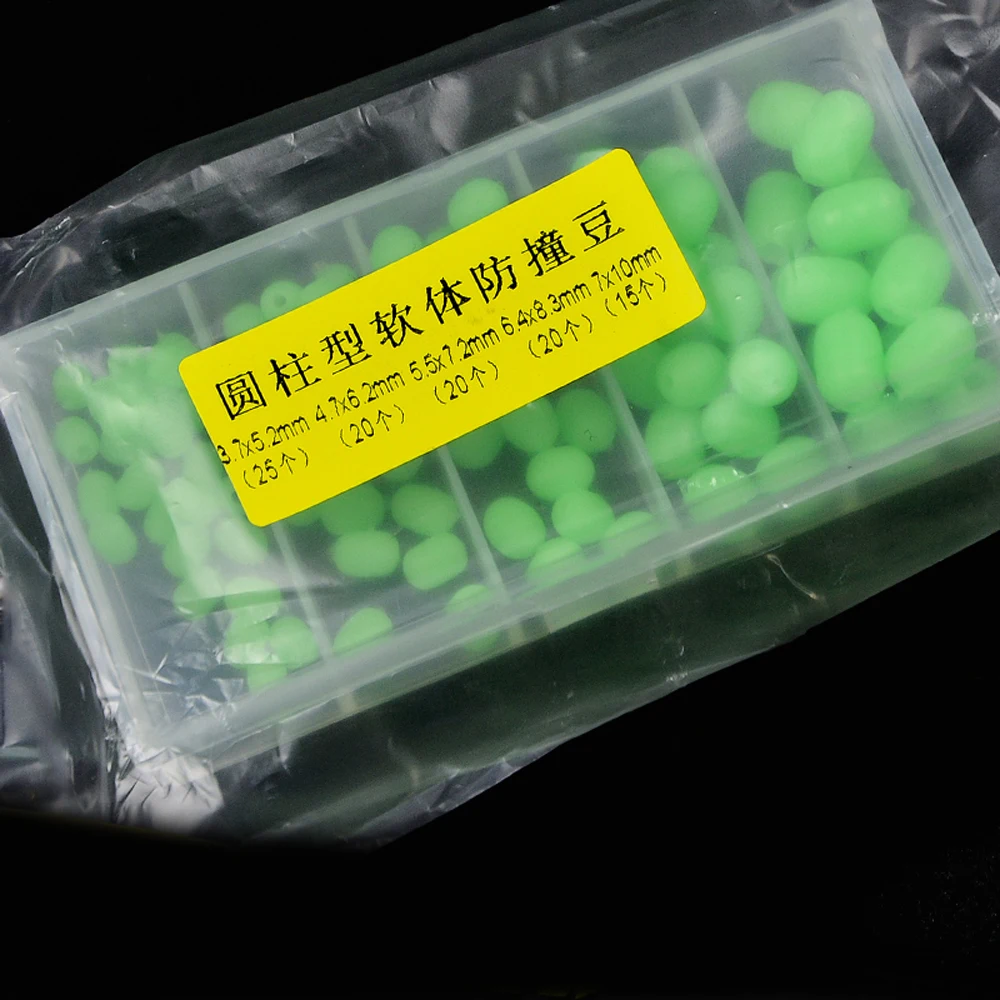 Juego de cuentas de Pesca brillantes de forma ovalada, 100 unids/caja, bolas flotantes de 5 tamaños, aparejo de bolas suaves, luz nocturna de mar, aparejos de Pesca luminosos - imagen 5