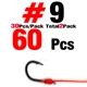 Hook size 9 60Pcs