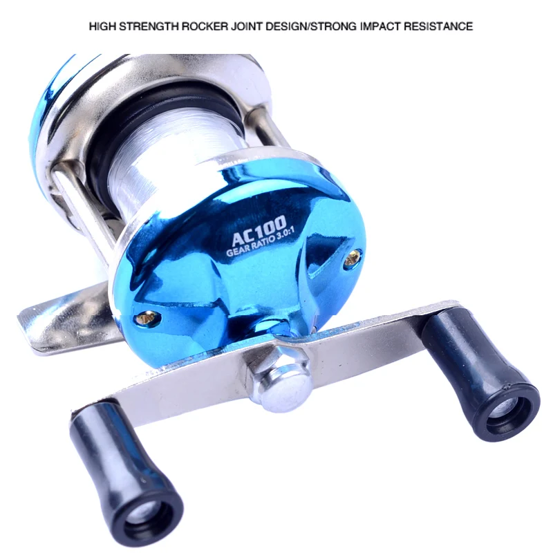 Mini carrete giratorio de Metal para pesca en hielo, rueda de agua de pescado, carrete de fundición de cebo, rueda de pesca giratoria con líneas - imagen 5