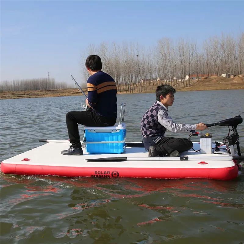 Plataforma flotante inflable de agua portátil marina Solar, barcos de pesca portátiles, cojín de aire, alfombra mágica, barco plano plegable - imagen 3