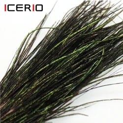 ICERIO-Serpentinas de alambre de plumas de pavo real, Material Natural verde oliva, para atar moscas, ninfas, 1 paquete