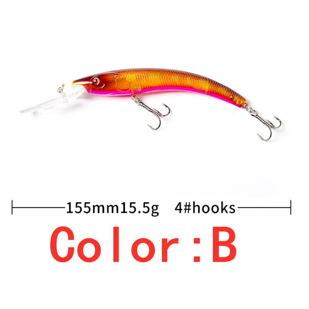 Este señuelo de pesca tiene 155 mm de largo y pesa 15