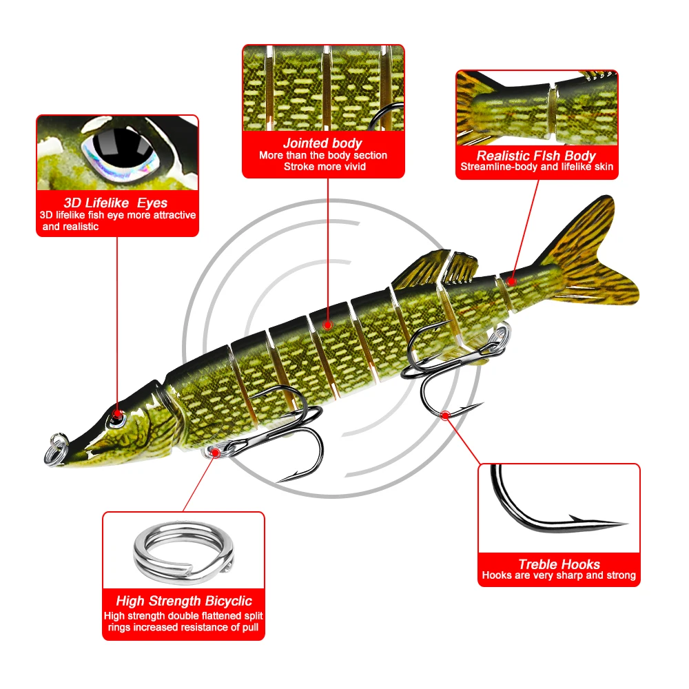 8" Pike Mediano 20CM Cebo Grande 66G 1/0 # Señuelo de Lucio Artificial, cebo realista, Crankbaits, Wobblers de pesca, Swimbait, señuelo de pesca de mar - imagen 3