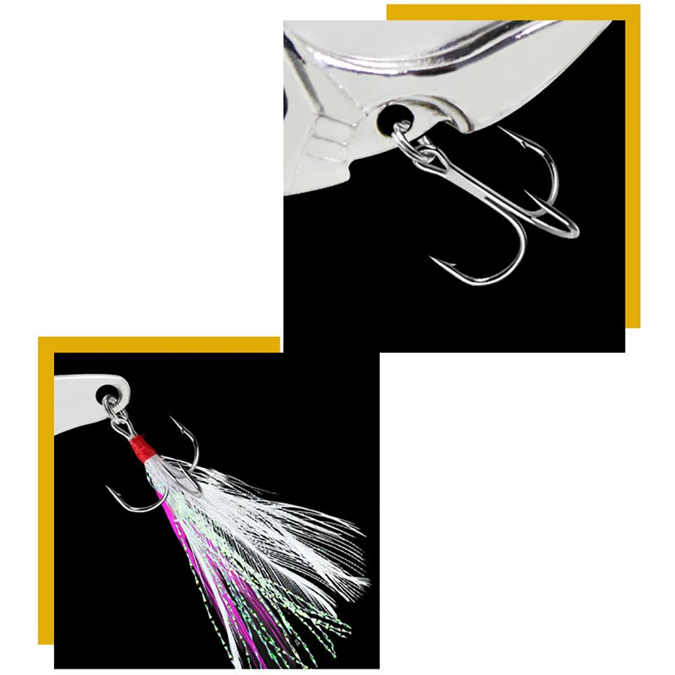 WALK FISH 1PCS Metal VIB 7g 12g Fishing Lure Vibration Spoon Hard Baits with Feather Crankbait Wobbler Swimbait Cicada Pesca - imagen 5