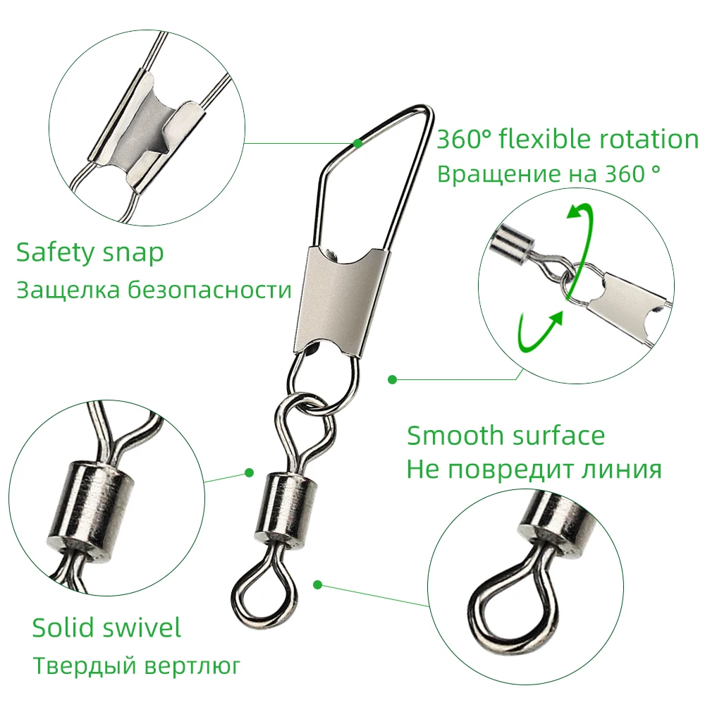 DNDYUJU 50 Uds barril de latón giratorios de pesca anillos sólidos conector de clavija de pesca con conector de pesca a presión de enclavamiento - imagen 3