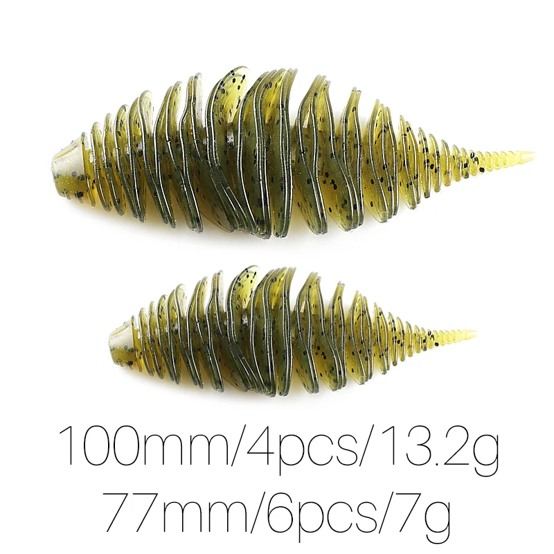 Supercontinent BELLOWS GILL Soft Lure Worm Fishing Bass Lure 100mm/4pcs 77mm/6pcs Larva soft bait - imagen 4