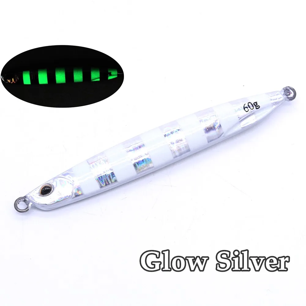 CASTFUN Drag Metal Super Slim Jigging 40g 60g 1 pieza plantilla de fundición plantilla de Metal cebos artificiales brillante pesca de Jigging lento - imagen 4