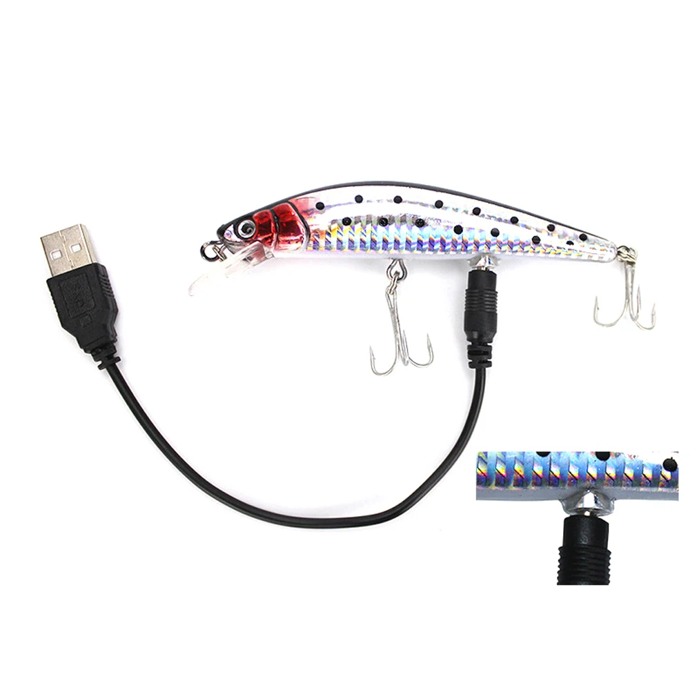 Cebo Artificial electrónico con carga USB, cebos de pesca de Triple gancho, recargable, LED, vibrador de pez en T, pesca en hielo de invierno - imagen 4