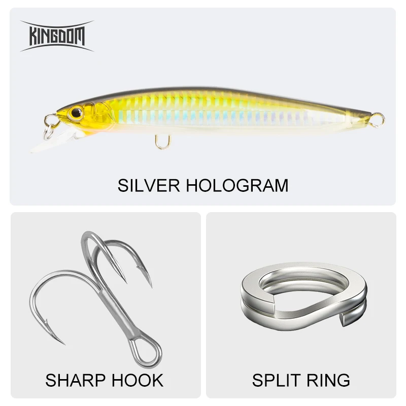 Kingdom-señuelo de pesca Crankbait, 23g, 120mm, 30g, 130mm, Jerkbait loco marino, pececillo flotante, cebo duro profesional para nadar, aparejos de pesca - imagen 2