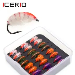 ICERIO-Kit de moscas de pesca de 24 piezas, señuelo de pesca de trucha/lubina/perca, gusano Scud Bug, ninfas, Baits10 #4 colores
