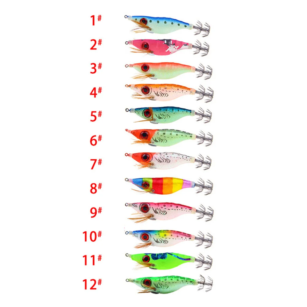 1 Uds 9,2g 10cm señuelo de calamar plantillas de camarones señuelo de madera señuelos de pulpo luminosos ojos 3D sepia cebo Artificial Jigging Fshing señuelo - imagen 4