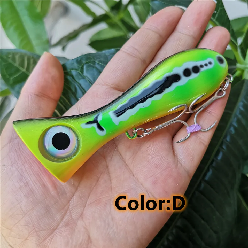 SWOLFY-señuelo de pesca, cebo duro de agua superior, ojos 3D, boca grande, Popper, 97mm, 33g, 4 Uds. - imagen 5