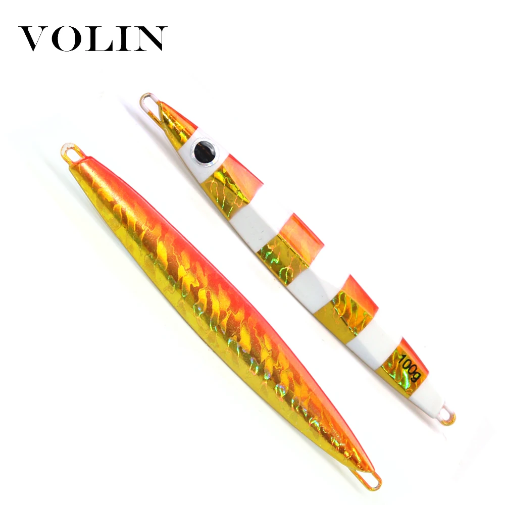 VOLIN llavero lento Jigging de Metal señuelo 1pc 80g 100g 120g 150g de agua salada señuelo de Metal para pesca Artificial de cebo de pesca - imagen 4