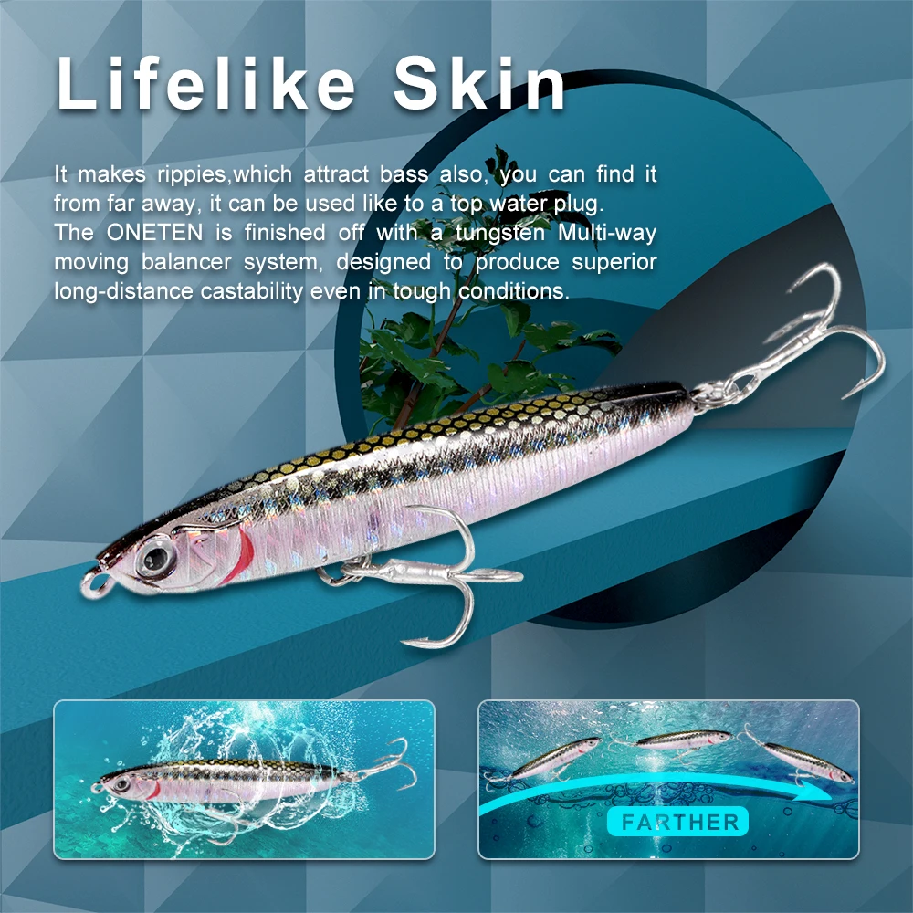 Lápiz de hundimiento Stickbait, señuelo de pesca de lucio, Minnow Spinner, señuelos duros, cebo de arrastre, Wobblers, anzuelo triple, accesorios de aparejos de pesca - imagen 4