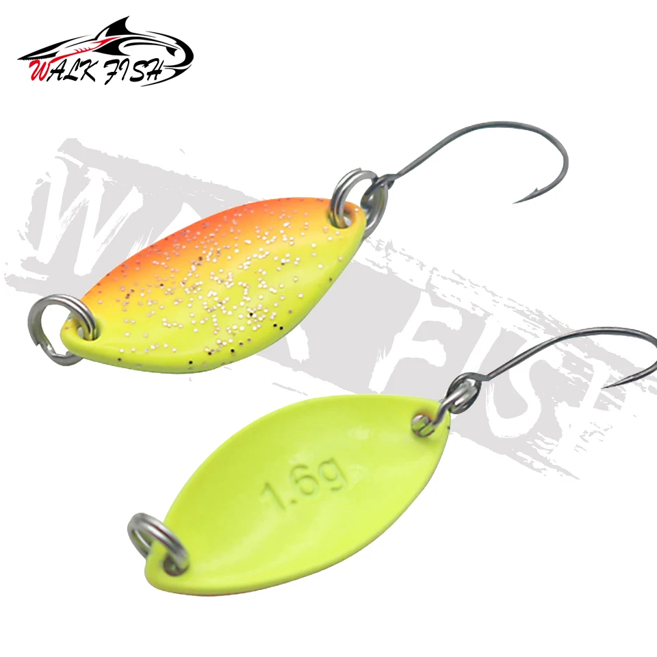 WALK FISH-microcucharas de Pesca pequeñas para trucha, señuelos de un solo anzuelo, 1,2g, 1,6g, 2g, cebo giratorio, aparejos de Pesca de invierno de agua dulce - imagen 5