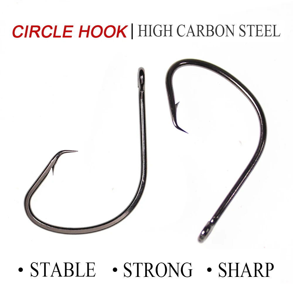 Elllv-anzuelos de pesca de agua salada, accesorio de Color negro, Círculo Deportivo, aparejos de pesca, 200 piezas #1/0 - #8/0 - imagen 2