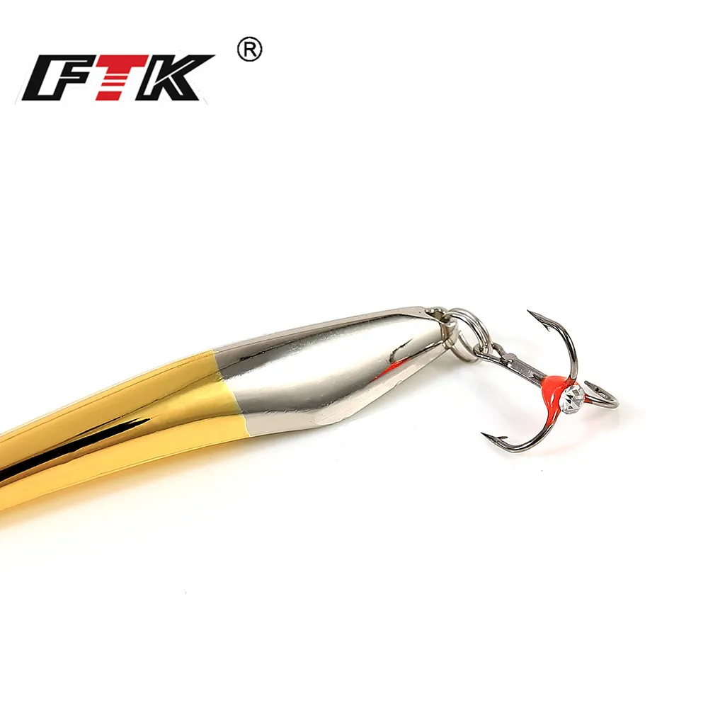 FTK 10g 20g 25g señuelo de pesca en hielo de Metal cuchara 60mm 70mm 75mm cebo duro de invierno Artificial con anzuelo triple Wobbler - imagen 5