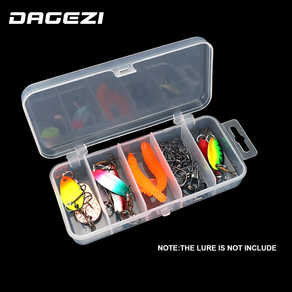 DAGEZI-caja de Pesca de PVC, almacenamiento de señuelos, 5 compartimentos, conector para carpa, 17,6x8,9 cm - imagen 3