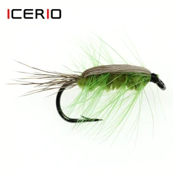 ICERIO-cebo para pesca con mosca, cebo de gusano marrón Caddis Nymph, Mosca, pelo de ciervo, escarabajo, trucha, 8 Uds., #6