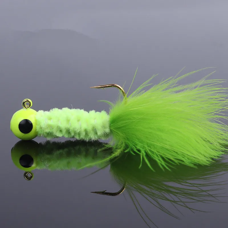 Señuelo de pesca con cabeza de anzuelo de plumas, señuelos artificiales, anzuelos de púas de piel, 1g, 2g, 3,5g, lote de 5 piezas en oferta - imagen 4