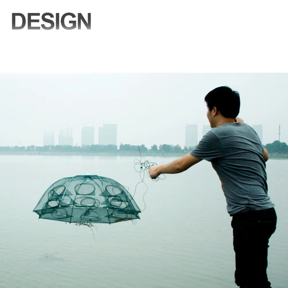 Red de paraguas plegable, cesta de pesca, trampa para camarones, jaula de cangrejo, herramienta de 4-20 agujeros - imagen 5