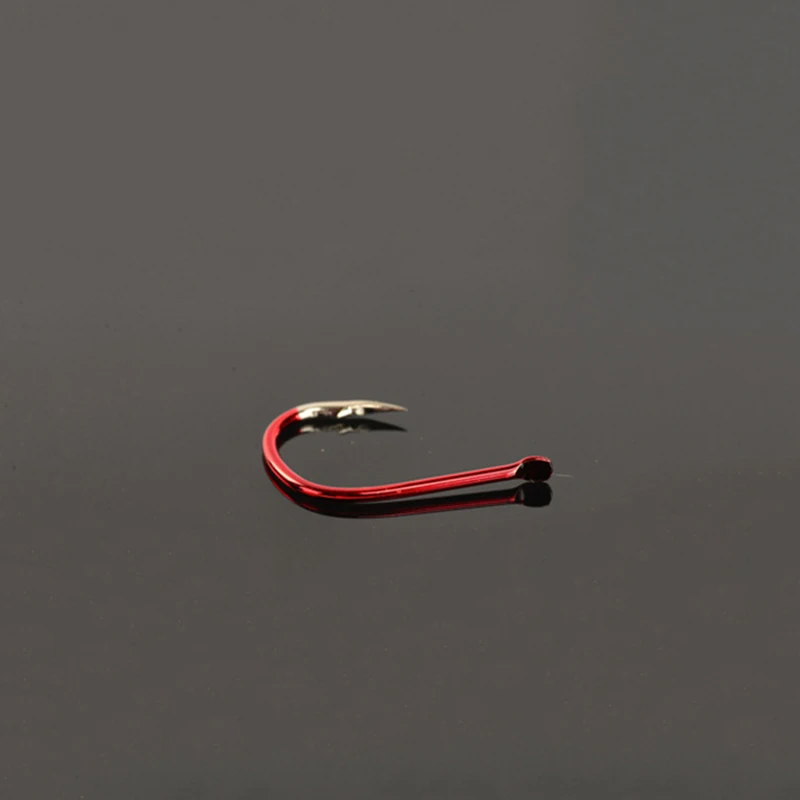 1000 unids/lote anzuelo de pesca rojo de alto carbono 1 # -13 #   Anzuelos de cabeza plana carpa bagre Anzol Peche accesorios de aparejos de Pesca - imagen 3
