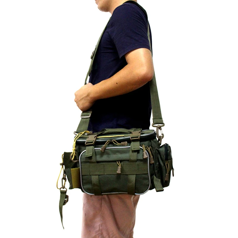 Bolsa de pesca multifunción para exteriores, bolso de hombro de gran capacidad, aparejos de pesca, bolso de lona, riñonera