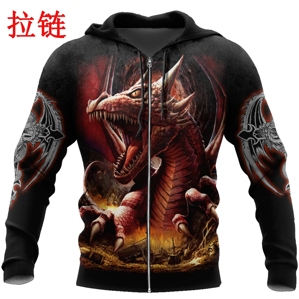 Sudadera 3D Dragón Armadura con Capucha Unisex Cremallera - imagen 3