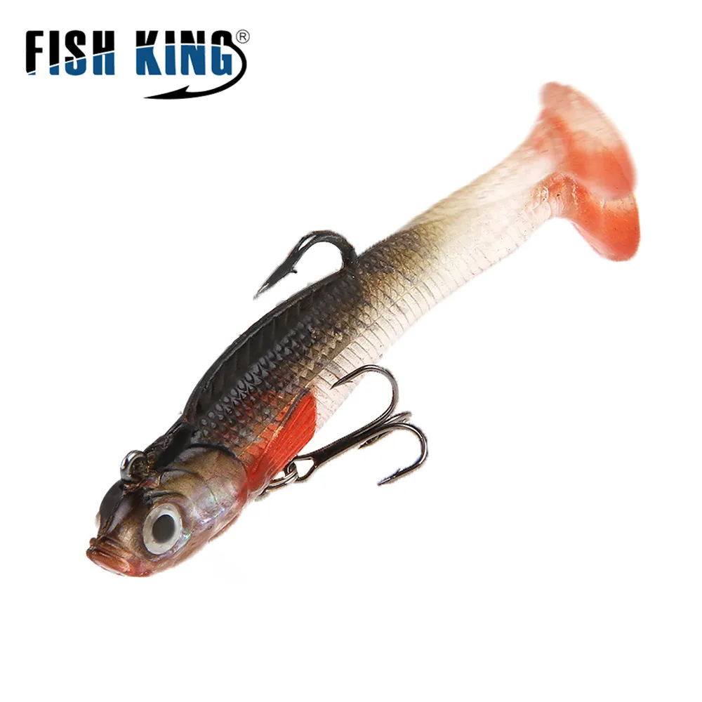 FISH KING-anzuelo de pesca suave, 1 unidad, 8/10CM, 9g/21,5g, señuelo de pesca Swimbait, anzuelo triple