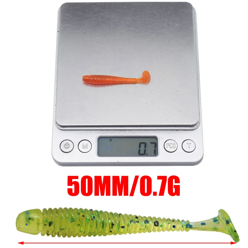 Señuelos de Pesca Wobblers de 5cm y 0,8g, cebo Artificial suave de silicona, para carpa, lubina, cola T, Swimbait, aparejos de Pesca Isca, 20 unids/lote - imagen 2