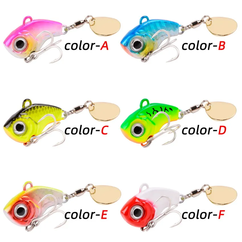 Señuelos giratorios de Metal para pesca, cebos duros con vibración VIB, cuchara giratoria, 5g, 10g, 14g, 19g, para trucha, aparejos de invierno, 6 uds. - imagen 2