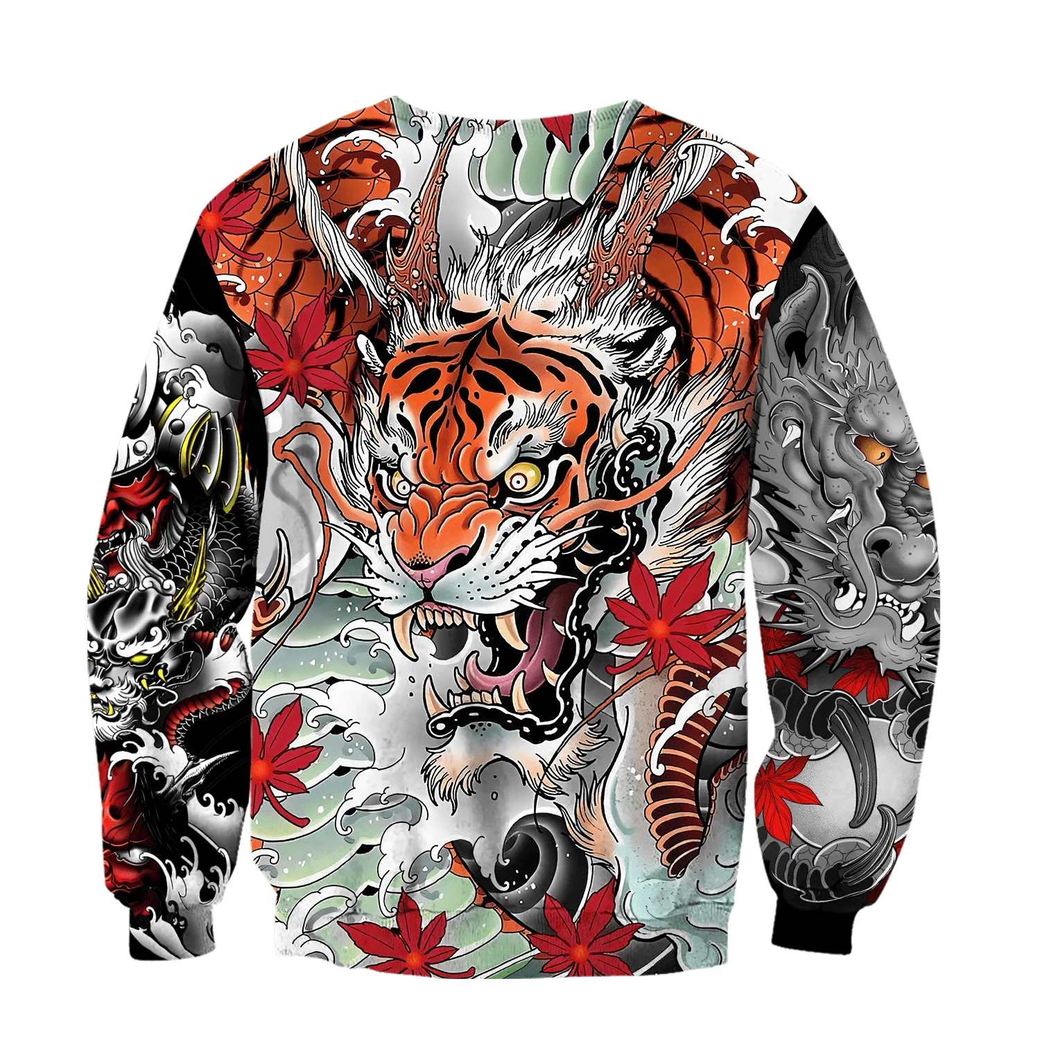 Sudadera con Capucha y Cremallera Estampado 3D Oni y Dragón – Unisex - imagen 4