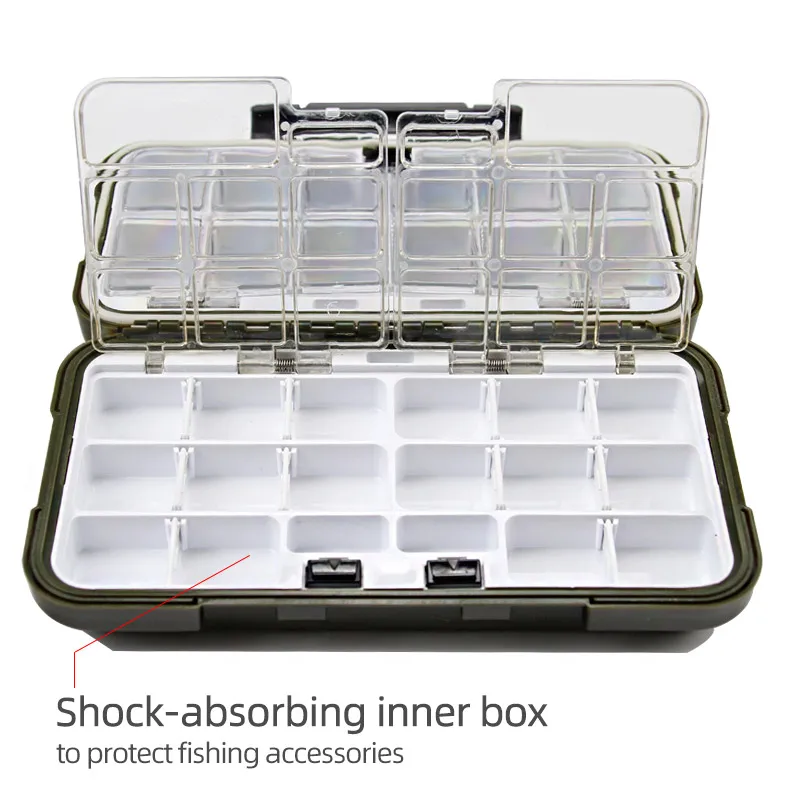 Mosodo-cajas de aparejos de pesca con señuelos, compartimentos de doble capa, estuche de almacenamiento de pesca impermeable, caja de accesorios para anzuelos de pesca - imagen 4