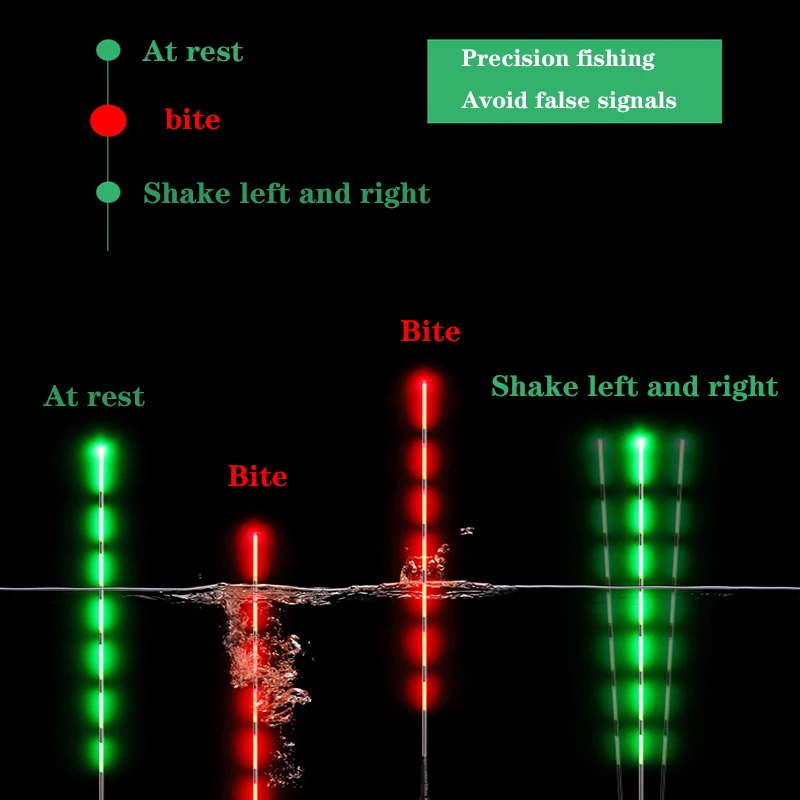 Flotador de pesca con Sensor de gravedad, luz nocturna luminosa, recordatorio automático, flotador sin batería - imagen 4