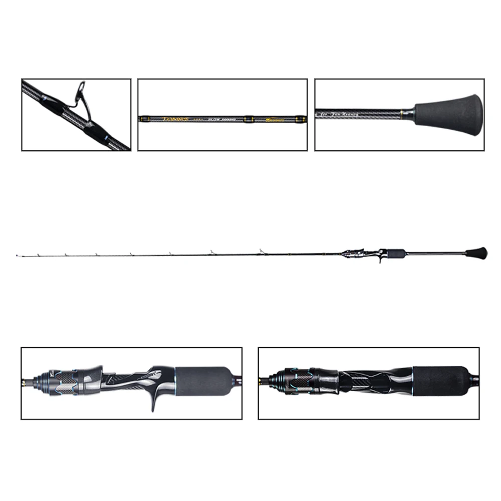 Mavllos-caña de Jigging lenta Tomas, señuelo giratorio para trucha de atún, 30-200g/80-350g, Punta sólida de carbono, caña de Jigging para agua salada - imagen 5